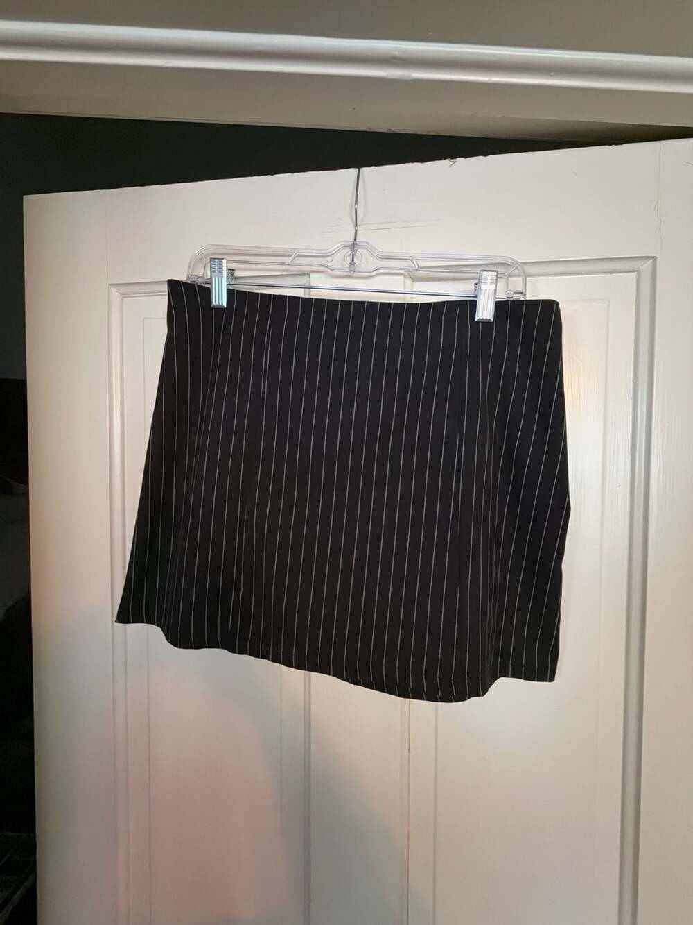 No Boundaries Pinstripe A-Line Mini Skirt
